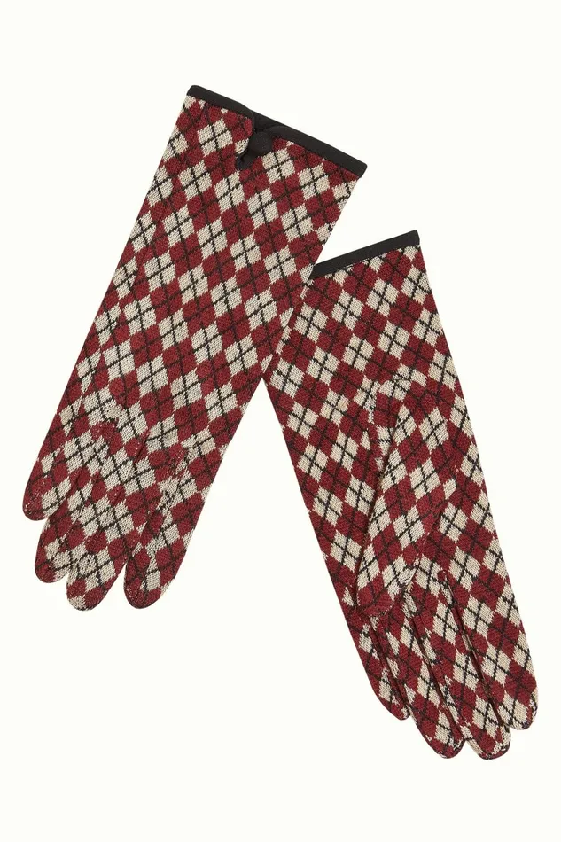 Women King Louie Gloves Argyle Cabernet Red 8211 Argyle