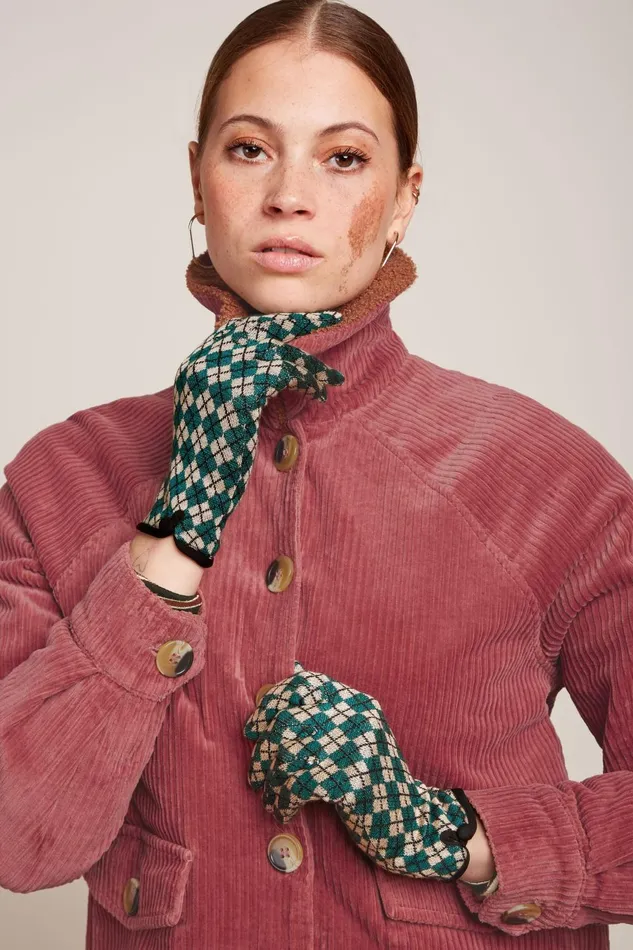 Women King Louie Gloves Argyle Urban Green 8211 Argyle