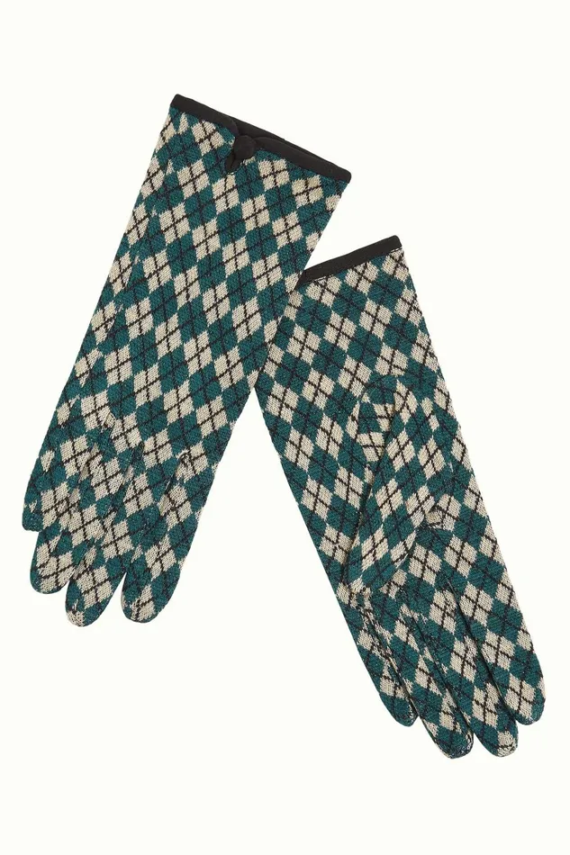 Women King Louie Gloves Argyle Urban Green 8211 Argyle