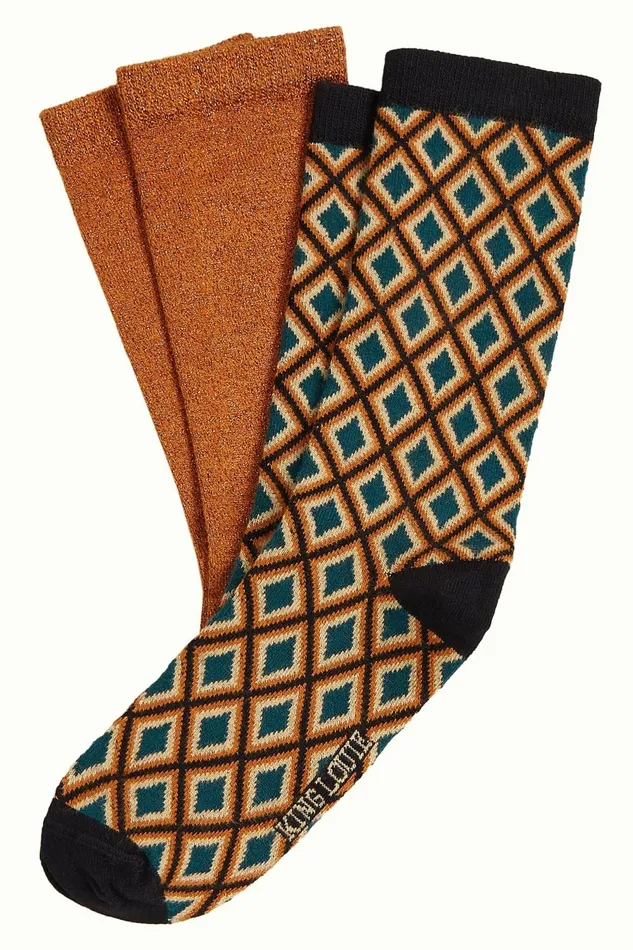 Women King Louie Socks 2Pack Brash Maple Orange 8211 Brash Socks