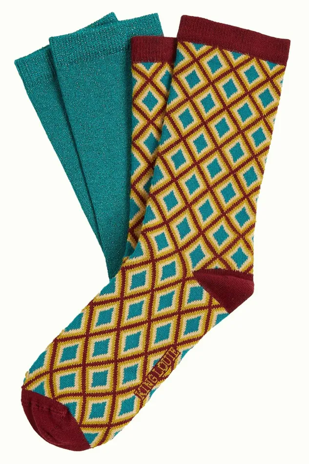 Women King Louie Socks 2Pack Brash Ponderosa Green 8211 Brash Socks