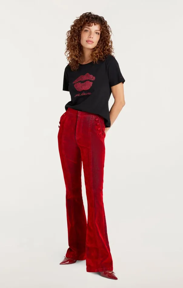 Women Kisses Je Taime Shrunken Tee Blackrosewood Cinq Sept Tees