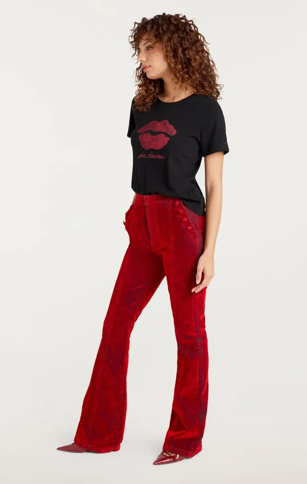Women Kisses Je Taime Shrunken Tee Blackrosewood Cinq Sept Tees