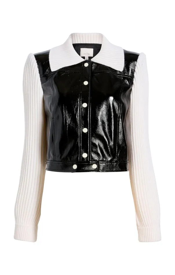Women Knit Sleeve Ciara Jacket Blackivory Cinq Sept Jackets