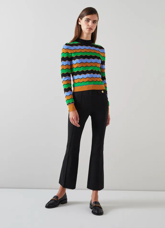 Women Knitwear LKBennett Elina MultiColour Wavy Knit Jumper Multi