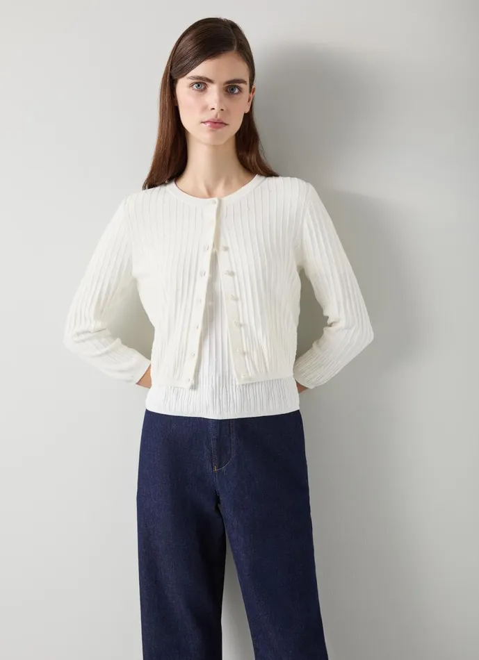 Women Knitwear LKBennett Maria Ivory Beaded Cropped Cardigan Ivory Women Knitwear LKBennett Maria Ivory Beaded Cropped Cardigan Ivory