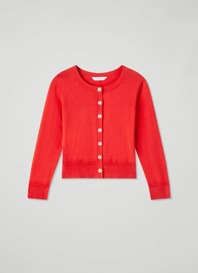 Women Knitwear LKBennett Michelle Red Organic Cotton Cardigan Aurora Red Women Knitwear LKBennett Michelle Red Organic Cotton Cardigan Aurora Red