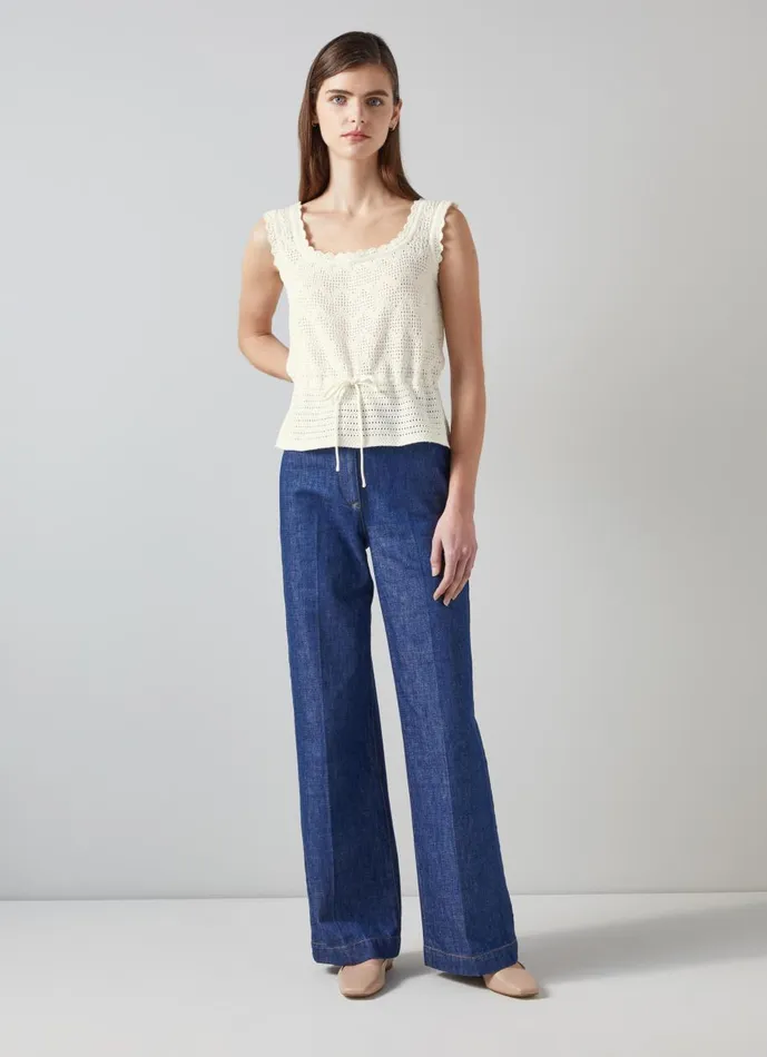 Women Knitwear LKBennett Mitzi Knitted Vest Ecru Women Knitwear LKBennett Mitzi Knitted Vest Ecru