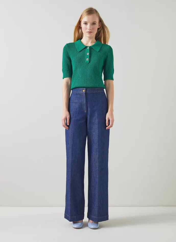 Women Knitwear LKBennett Nancy Green CottonRich Knitted Top Eden Green Women Knitwear LKBennett Nancy Green CottonRich Knitted Top Eden Green