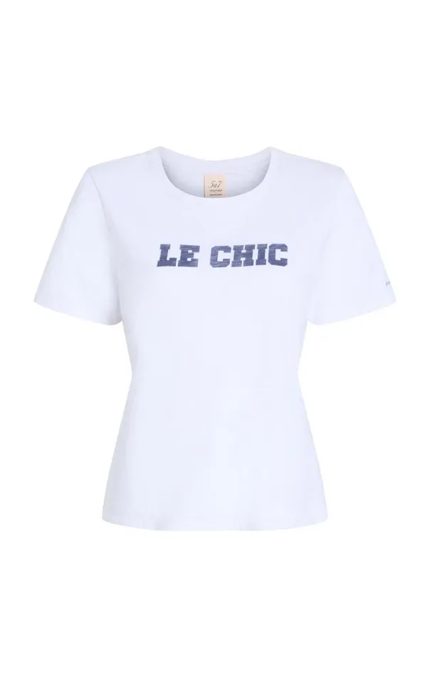 Women Le Chic Shrunken Tee Whitenavy Cinq Sept Tees