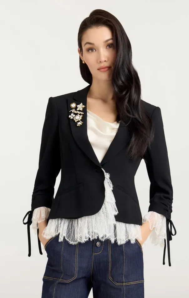 Women Le Petit Roxie Blazer Blackivory Cinq Sept Blazers