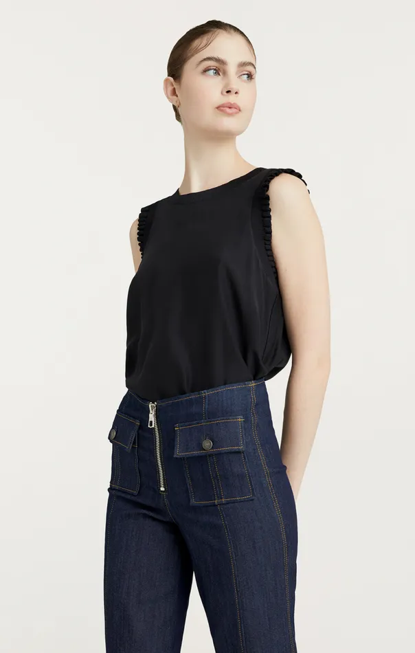 Women Lenore Top Silkblack Cinq Sept Tank Tops and Camisoles
