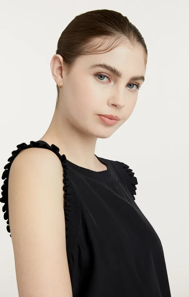 Women Lenore Top Silkblack Cinq Sept Tank Tops and Camisoles