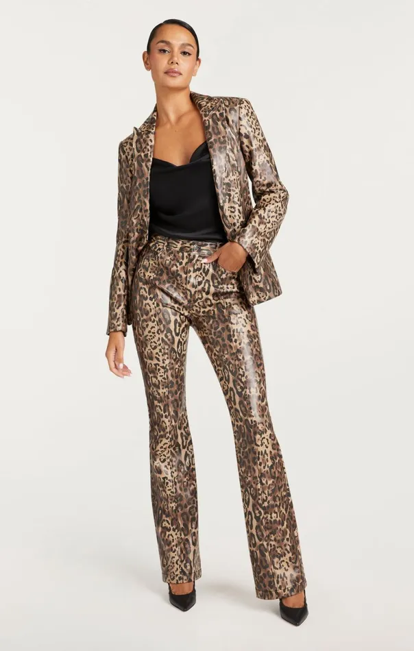 Women Leopard Vegan Leather Cheyenne Blazer Blacksahara Cinq Sept Blazers