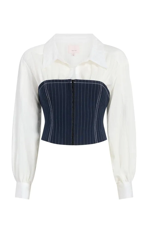 Women Levina Top Navyivory Cinq Sept Long Sleeve Tops