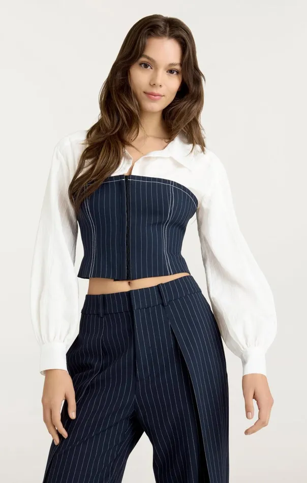 Women Levina Top Navyivory Cinq Sept Long Sleeve Tops