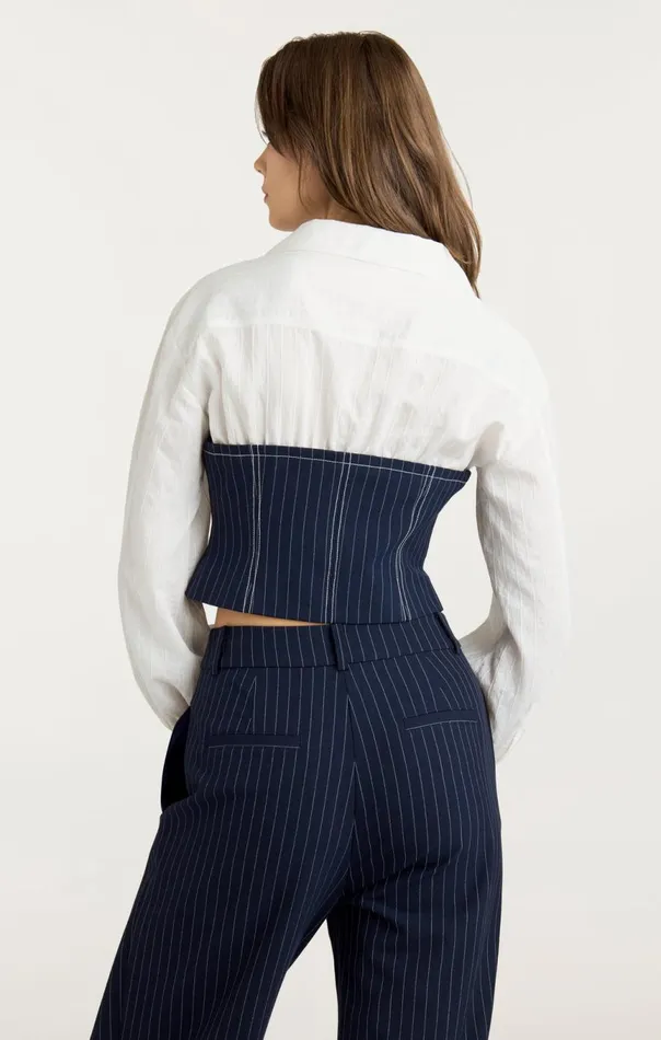 Women Levina Top Navyivory Cinq Sept Long Sleeve Tops