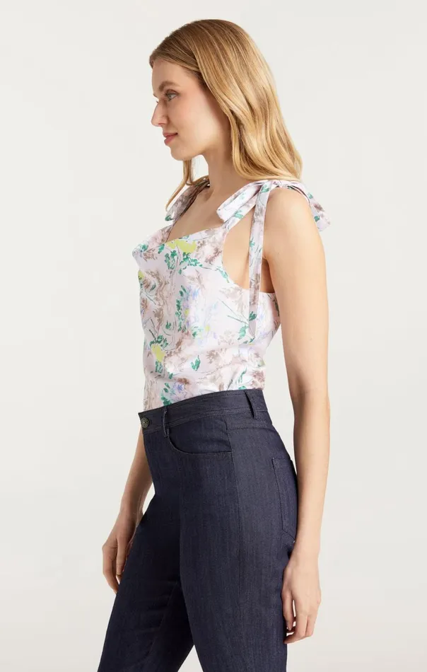 Women Light Washed Floral Tied Marta Cami Pastelmulti Cinq Sept Tank Tops and Camisoles