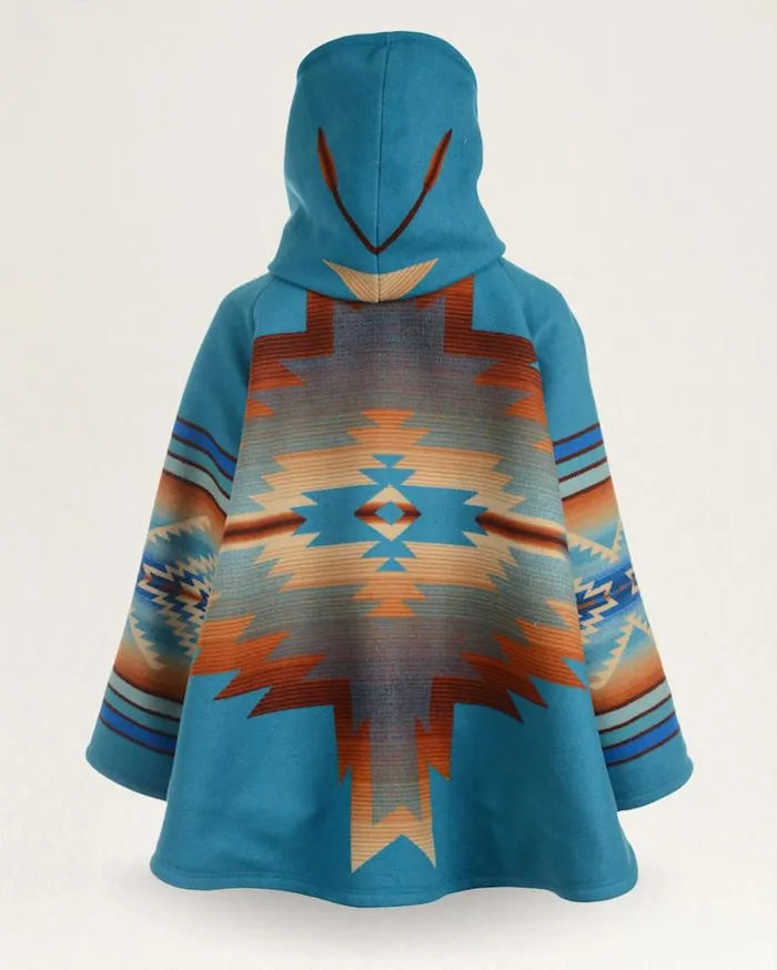 Women LINDSEY THORNBURG X PENDLETON BLANKET CLOAK Turquoise Pagosa Springs Pendleton Jackets and Coats