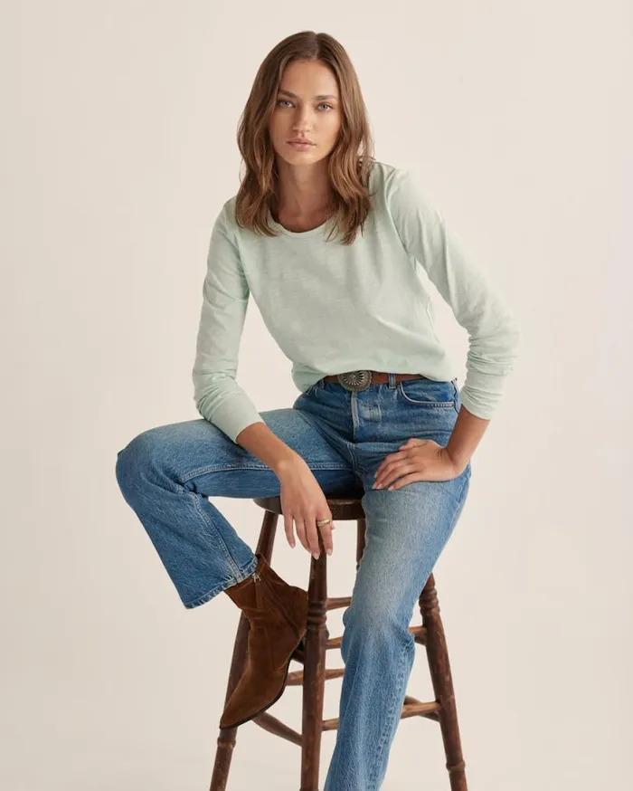Women LONGSLEEVE COTTON SLUB TEE Dark Olive Pendleton Tees and Sweatshirts