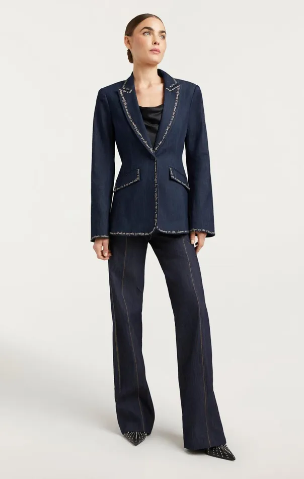 Women Love Letter Denim Cheyenne Blazer Indigo Cinq Sept Jackets