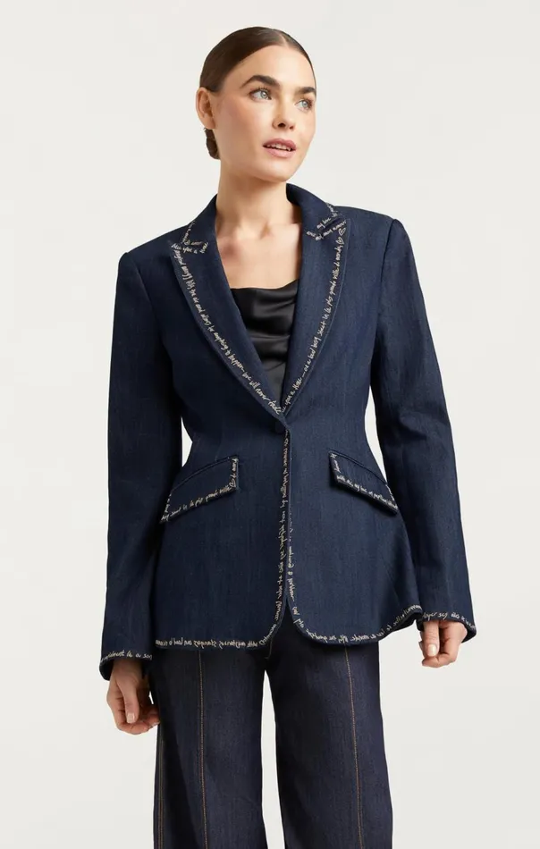 Women Love Letter Denim Cheyenne Blazer Indigo Cinq Sept Jackets