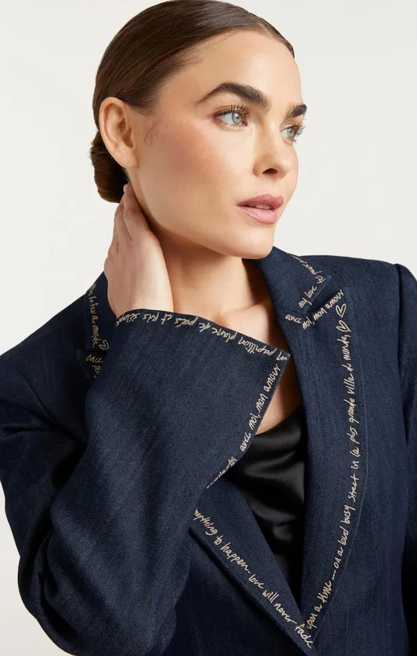 Women Love Letter Denim Cheyenne Blazer Indigo Cinq Sept Jackets