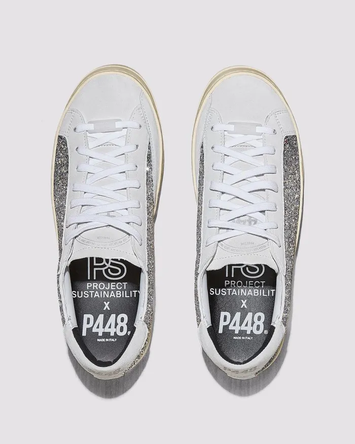 Women Low Tops P448 John Recycled WhiteSilver