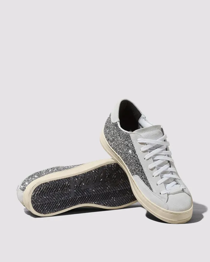 Women Low Tops P448 John Recycled WhiteSilver Women Low Tops P448 John Recycled WhiteSilver