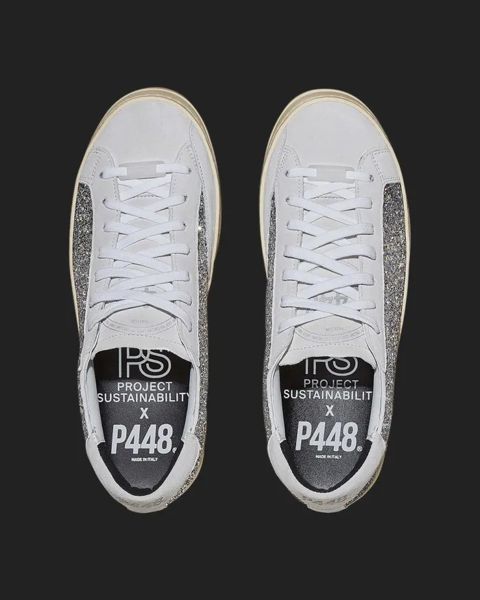 Women Low Tops P448 John Recycled WhiteSilver Women Low Tops P448 John Recycled WhiteSilver