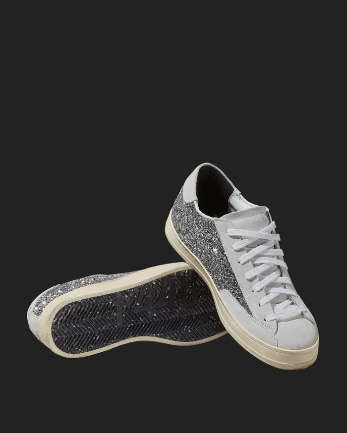 Women Low Tops P448 John Recycled WhiteSilver Women Low Tops P448 John Recycled WhiteSilver