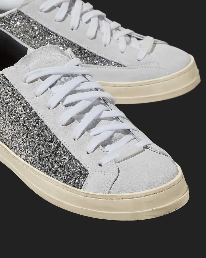 Women Low Tops P448 John Recycled WhiteSilver Women Low Tops P448 John Recycled WhiteSilver