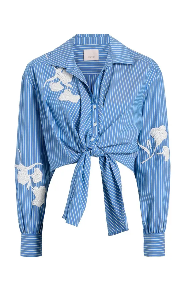 Women Lya Stripe Marianna Top Oxfordbluechamomile Cinq Sept Long Sleeve Tops
