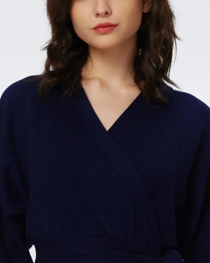 Women Mac WoolCashmere Dress Navy DVF Dresses