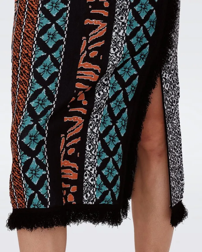 Women Margarita Knit Jacquard Skirt Multicolor Retro Stripe DVF Skirts