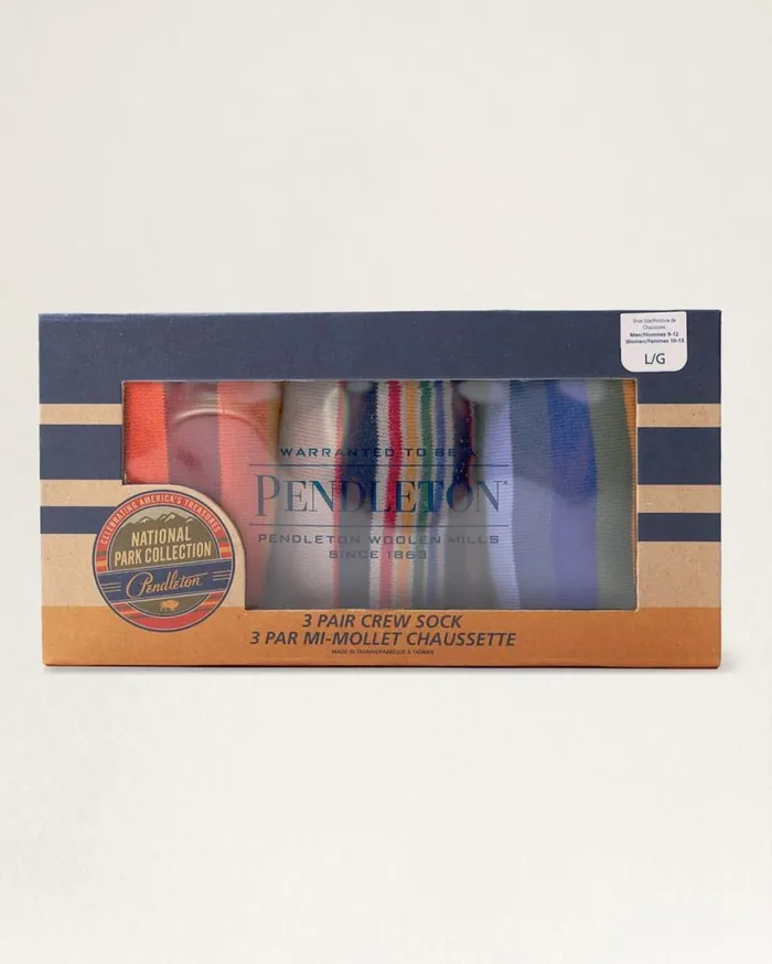 WomenMen 3PACK NATIONAL PARK SOCKS GIFT BOX Acadiaolympicyosemite Pendleton Socks