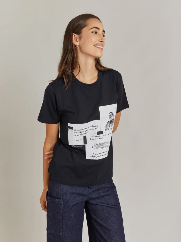 WomenMen Agns B Artist039s Collection Black Le Mixte Edouard Glissant Unisex Cotton Jersey Tshirt