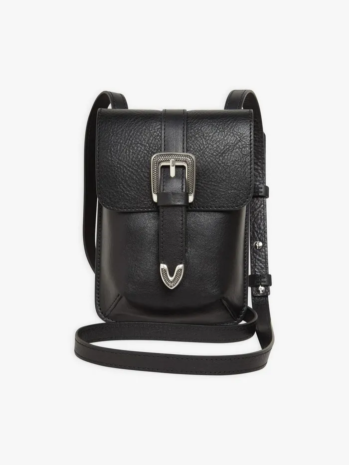 WomenMen Agns B Bags Black Grained Leather Western Pouch