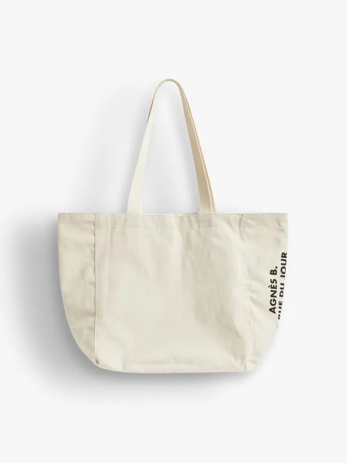 WomenMen Agns B Bags Ecru Cotton Tote Bag Screenprinted PARIS