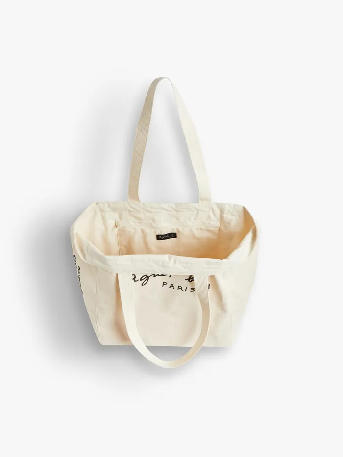WomenMen Agns B Bags Ecru Cotton Tote Bag Screenprinted PARIS