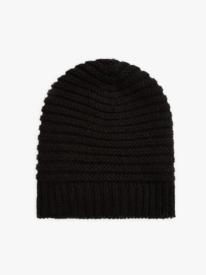 WomenMen Agns B Caps and Hats Black Wool And Alpaca Isaac Beanie Hat