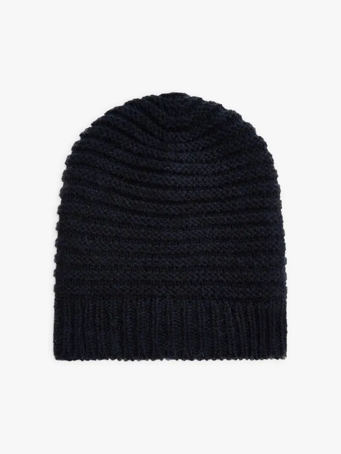 WomenMen Agns B Caps and Hats Night Blue Wool And Alpaca Isaac Beanie Hat