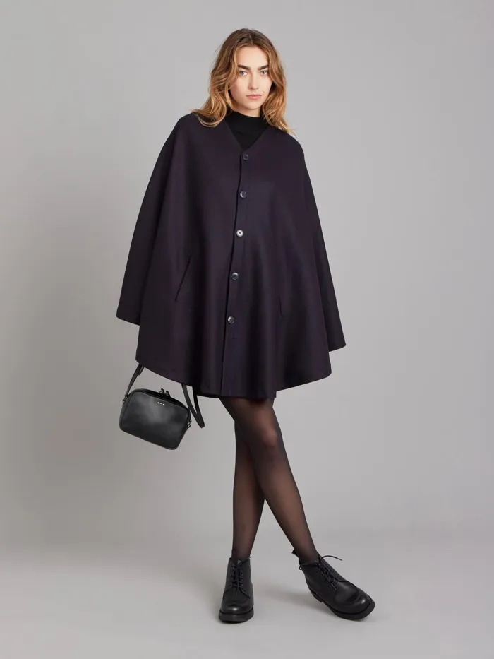 WomenMen Agns B Jackets and Coats Blue Wool Milano Unisex Cape