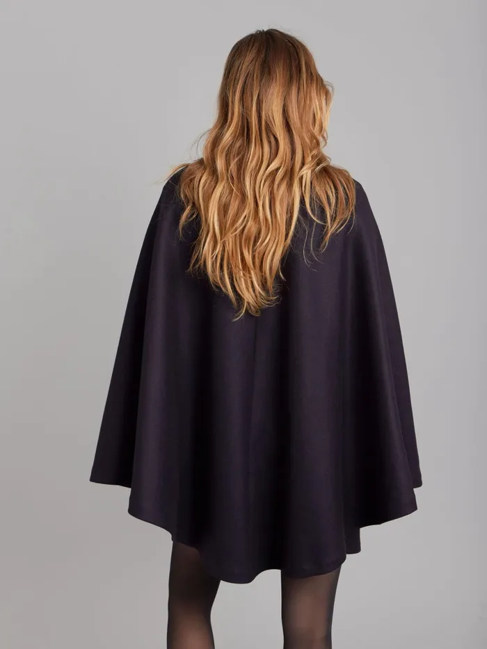 WomenMen Agns B Jackets and Coats Blue Wool Milano Unisex Cape