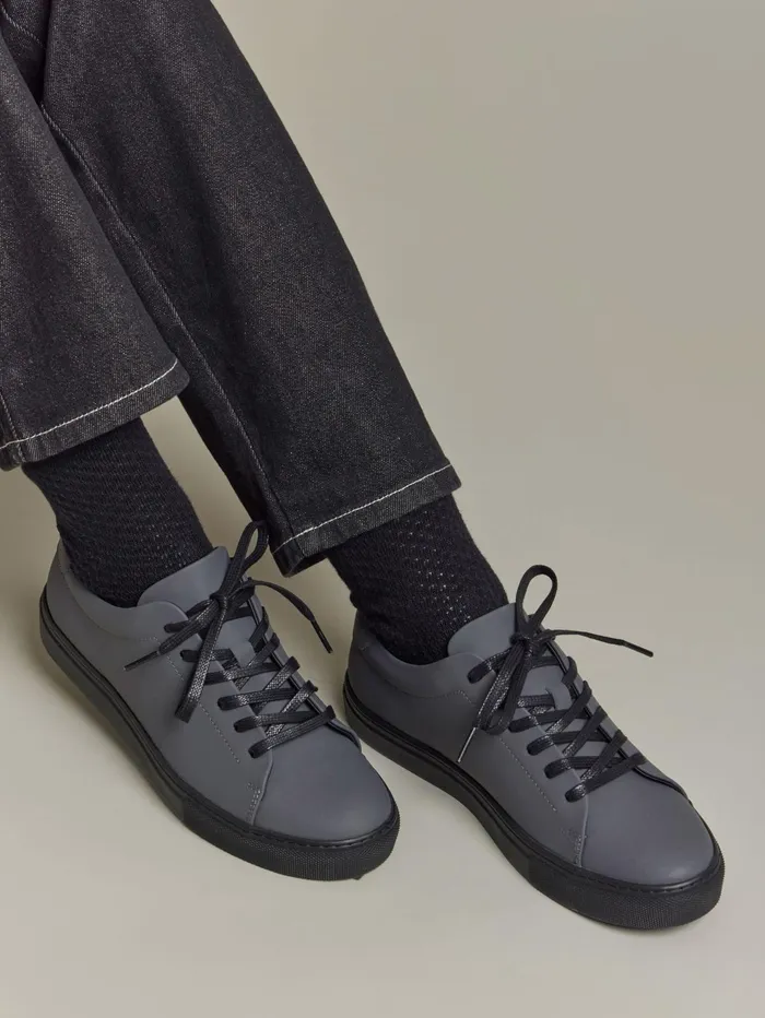 WomenMen Agns B Sneakers Grey Baptiste Plonge Lambskin Leather Trainers