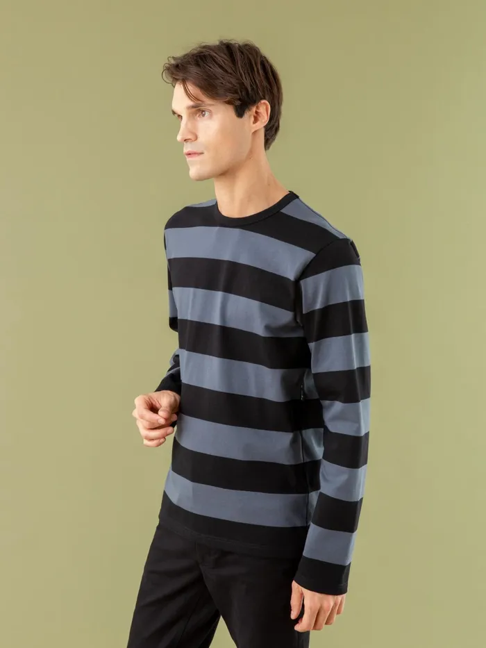 WomenMen Agns B Tshirts and Tank Tops Black And Anthracite Wide Striped Coulos Tshirt