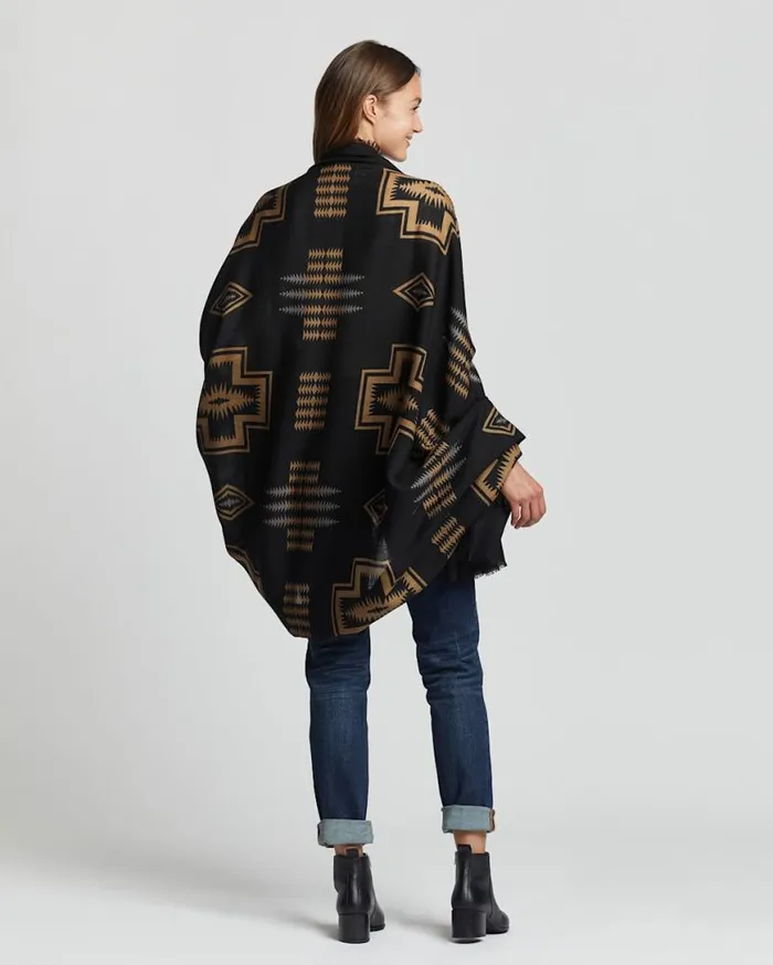WomenMen HARDING FEATHERWEIGHT WOOL SCARF Black Harding Pendleton Scarves and Wraps