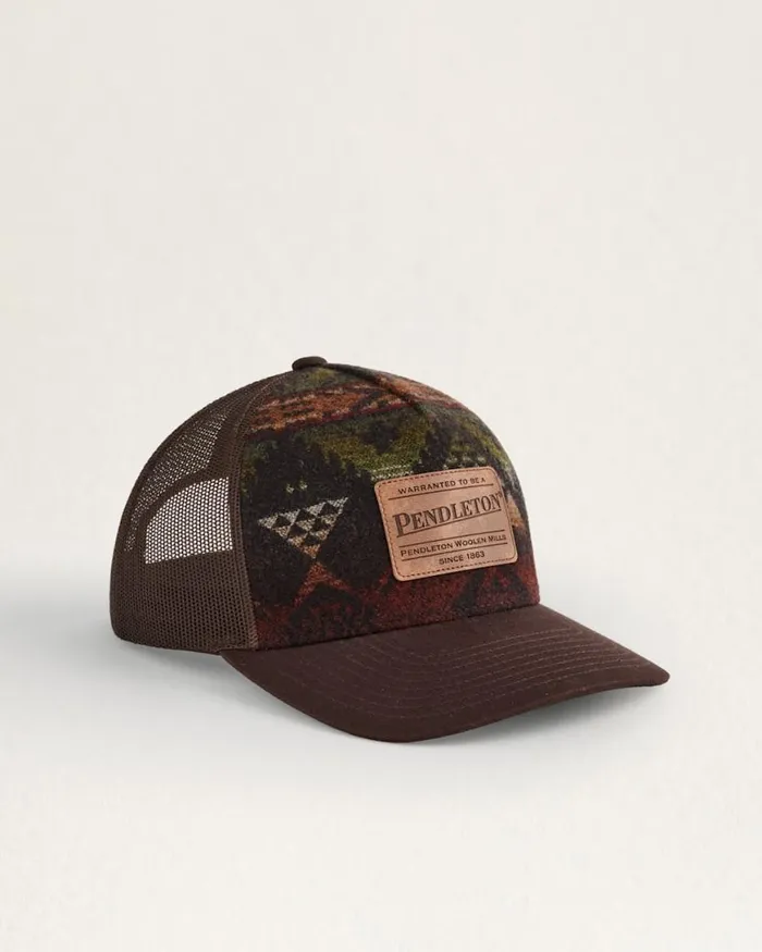WomenMen NEHALEM WOOL TRUCKER HAT Brown Pendleton Hats