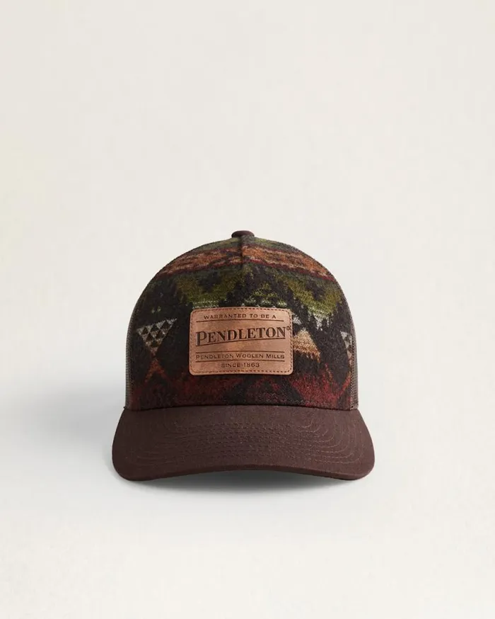 WomenMen NEHALEM WOOL TRUCKER HAT Brown Pendleton Hats