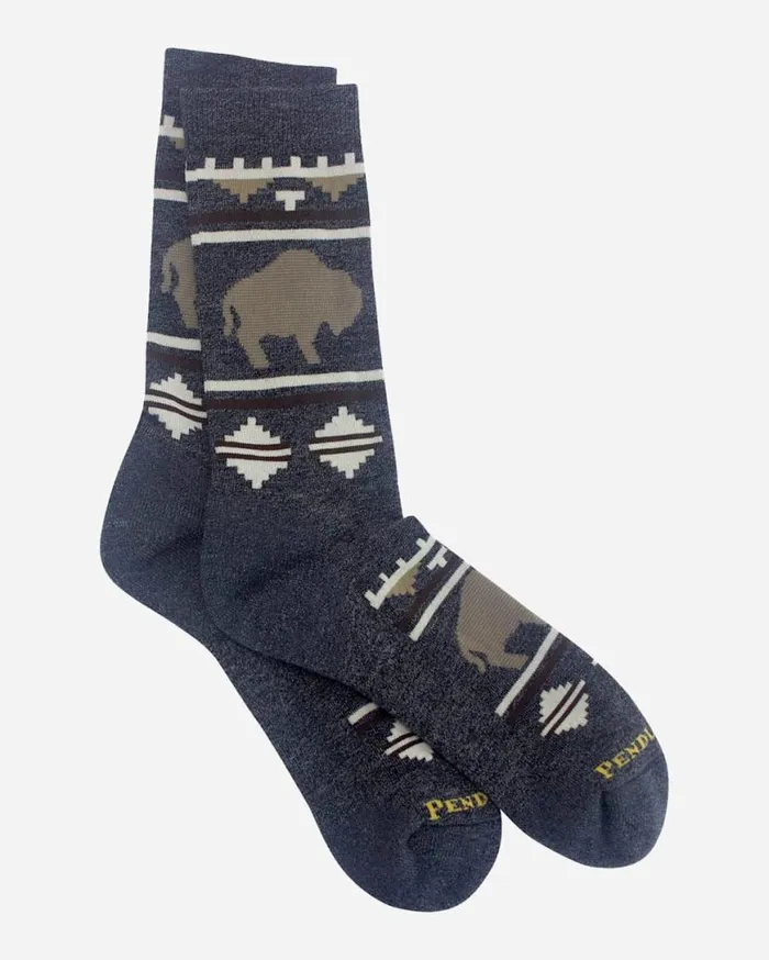 WomenMen ROAMING BISON CAMP SOCKS Charcoal Pendleton Socks